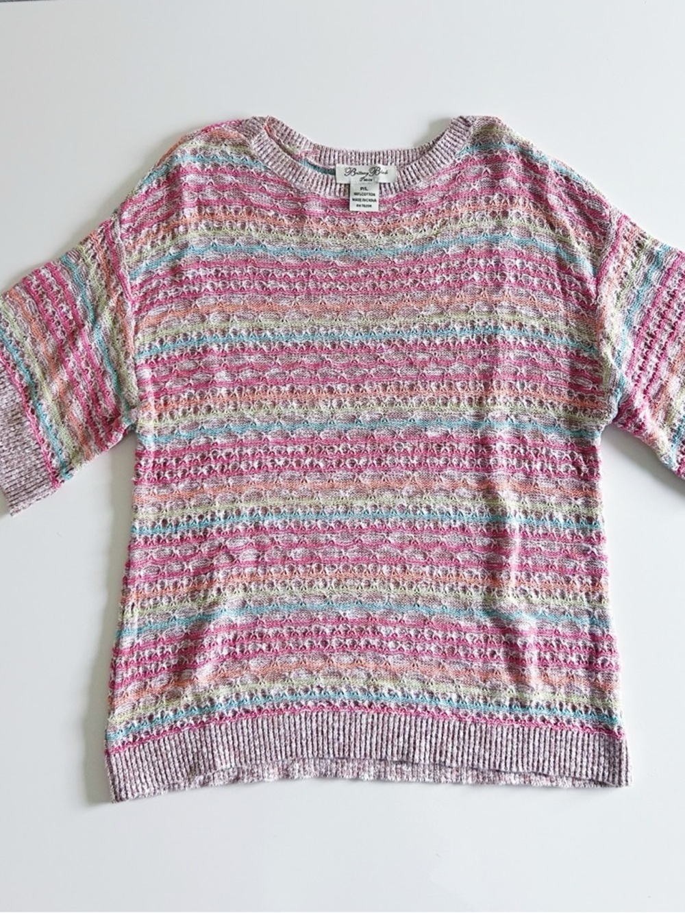 Brittany Black Petite Multi Color Crochet Top - PL